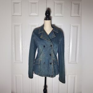 Vintage Ann Taylor Womens  Double Breasted Denim Jacket